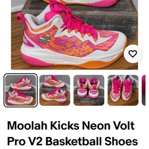 Neon Volt Pro V2 Kids Basketball Shoes - Pink and Orange